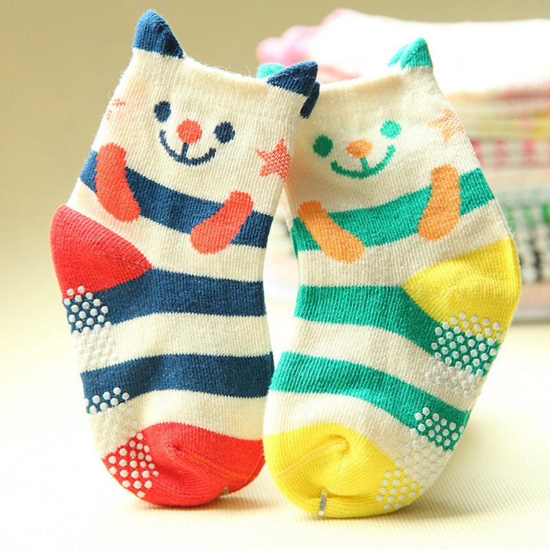 Non Slip Baby Socks Cotton Fabric (2 pairs)